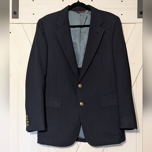 WIMBELDON Vintage Cricketeer Cohn-Turner Mens Navy Fitted Blazer Sport Coat S/M